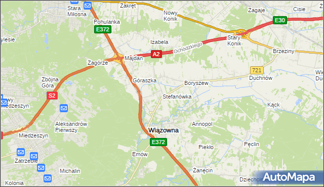 mapa Stefanówka gmina Wiązowna, Stefanówka gmina Wiązowna na mapie Targeo