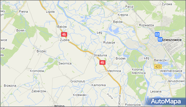 mapa Stradunia, Stradunia na mapie Targeo