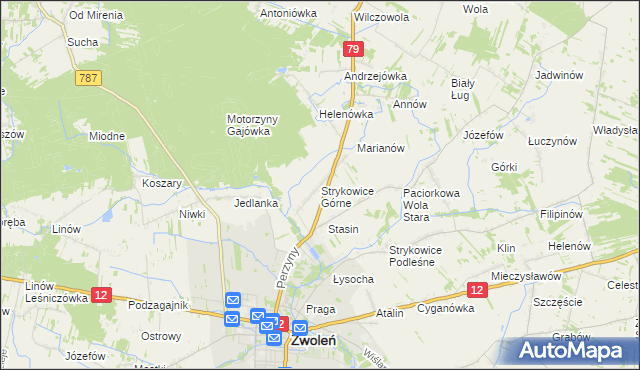 mapa Strykowice Górne, Strykowice Górne na mapie Targeo