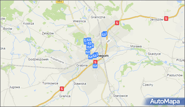 mapa Strzegom powiat świdnicki, Strzegom powiat świdnicki na mapie Targeo