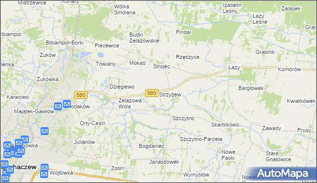mapa Strzyżew gmina Kampinos, Strzyżew gmina Kampinos na mapie Targeo