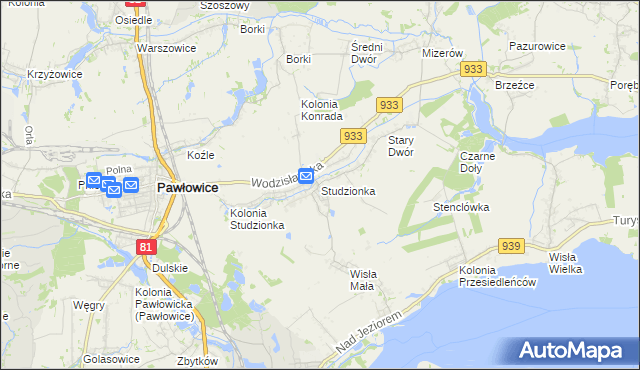 mapa Studzionka gmina Pszczyna, Studzionka gmina Pszczyna na mapie Targeo