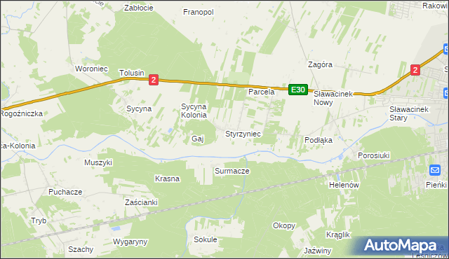 mapa Styrzyniec, Styrzyniec na mapie Targeo