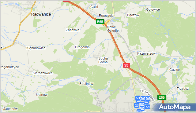 mapa Sucha Górna, Sucha Górna na mapie Targeo
