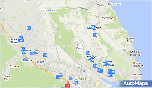mapa Suchy Dwór gmina Kosakowo, Suchy Dwór gmina Kosakowo na mapie Targeo
