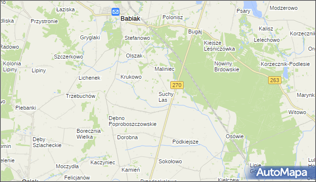 mapa Suchy Las gmina Babiak, Suchy Las gmina Babiak na mapie Targeo