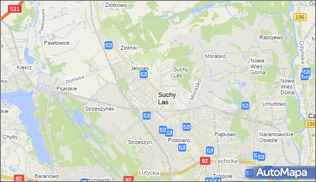 mapa Suchy Las powiat poznański, Suchy Las powiat poznański na mapie Targeo