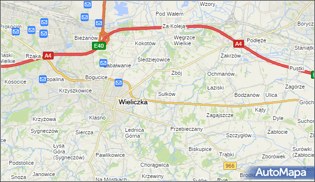 mapa Sułków gmina Wieliczka, Sułków gmina Wieliczka na mapie Targeo