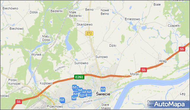 mapa Sulnowo, Sulnowo na mapie Targeo