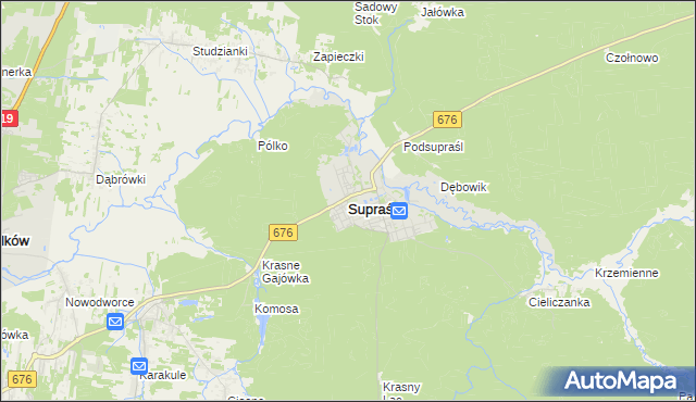 mapa Supraśl, Supraśl na mapie Targeo