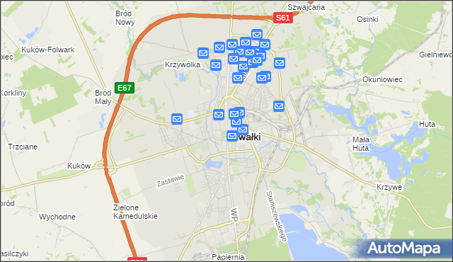 mapa Suwałk, Suwałki na mapie Targeo