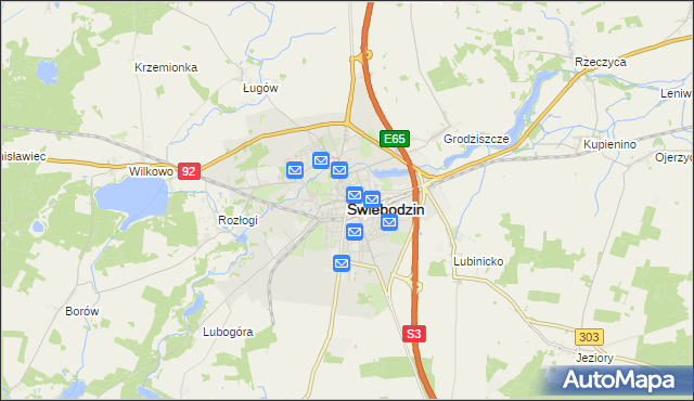 mapa Świebodzin, Świebodzin na mapie Targeo