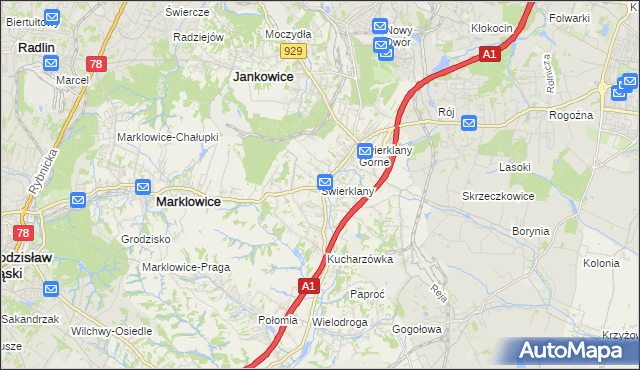 mapa Świerklany, Świerklany na mapie Targeo
