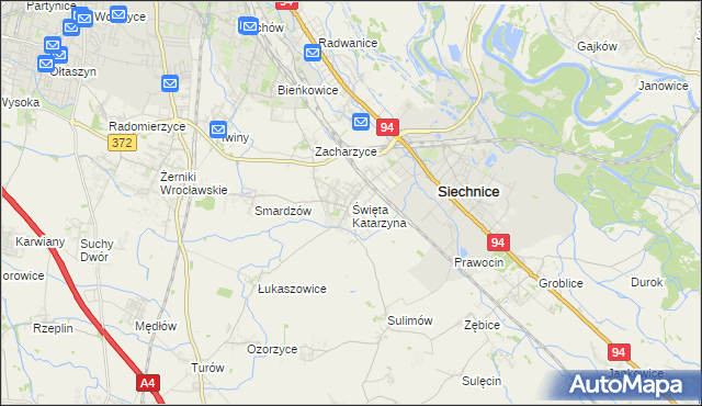 mapa Święta Katarzyna gmina Siechnice, Święta Katarzyna gmina Siechnice na mapie Targeo
