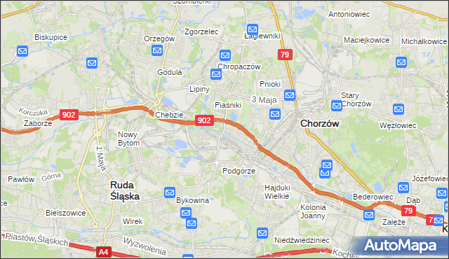 mapa Świętochłowice, Świętochłowice na mapie Targeo