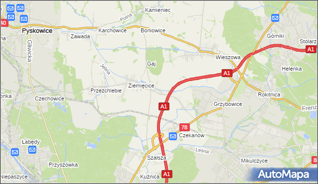 mapa Świętoszowice, Świętoszowice na mapie Targeo