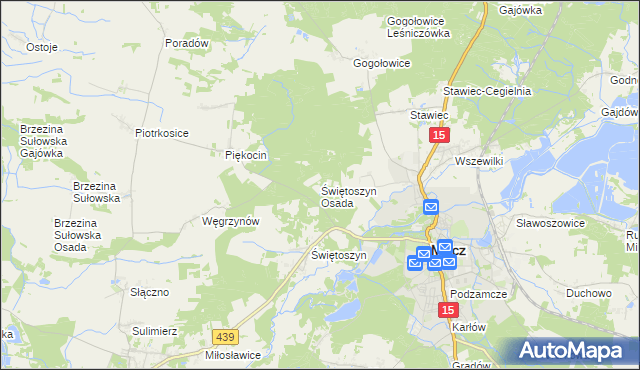 mapa Świętoszyn Osada, Świętoszyn Osada na mapie Targeo