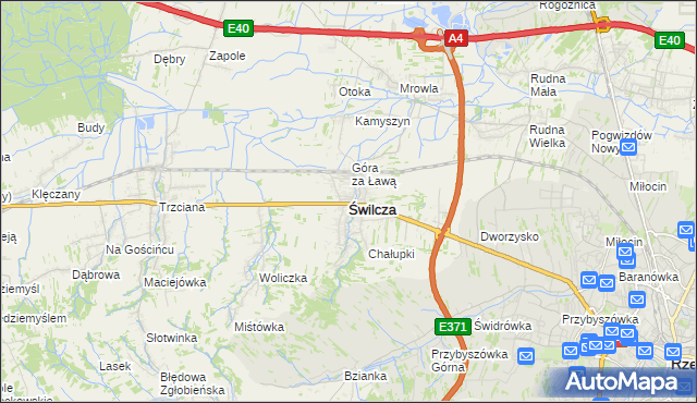 mapa Świlcza, Świlcza na mapie Targeo