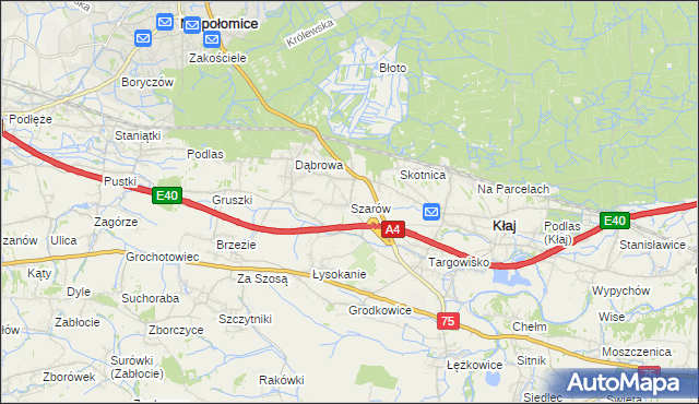 mapa Szarów gmina Kłaj, Szarów gmina Kłaj na mapie Targeo