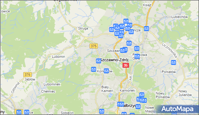 mapa Szczawno-Zdrój, Szczawno-Zdrój na mapie Targeo