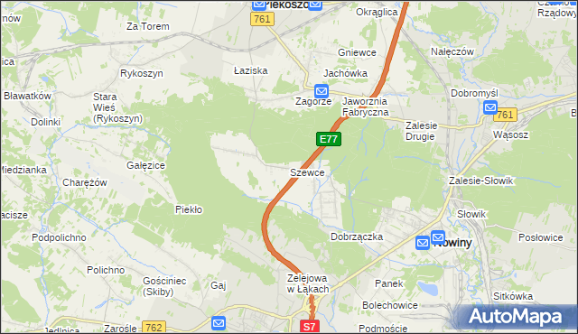 mapa Szewce gmina Sitkówka-Nowiny, Szewce gmina Sitkówka-Nowiny na mapie Targeo