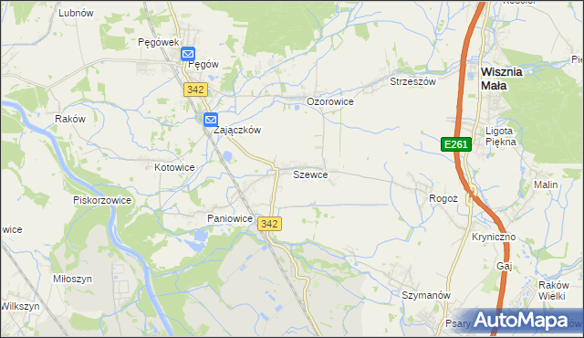 mapa Szewce gmina Wisznia Mała, Szewce gmina Wisznia Mała na mapie Targeo