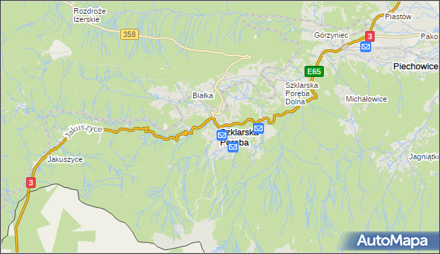 mapa Szklarska Poręba, Szklarska Poręba na mapie Targeo