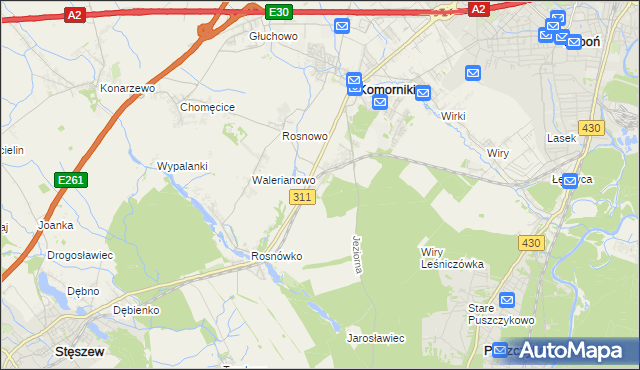 mapa Szreniawa gmina Komorniki, Szreniawa gmina Komorniki na mapie Targeo