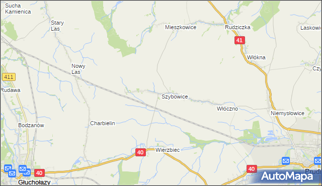 mapa Szybowice, Szybowice na mapie Targeo