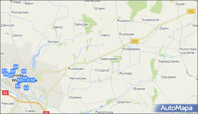 mapa Tadeuszewo, Tadeuszewo na mapie Targeo