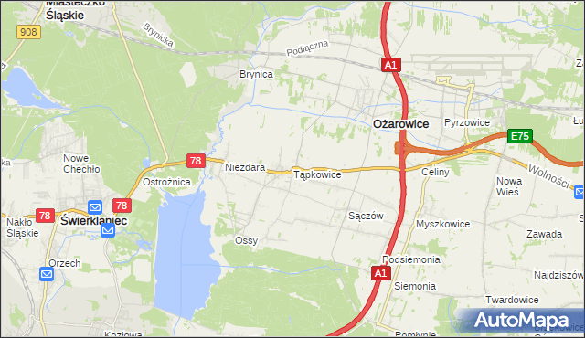 mapa Tąpkowice, Tąpkowice na mapie Targeo