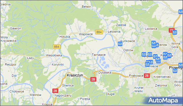 mapa Tarnawce, Tarnawce na mapie Targeo