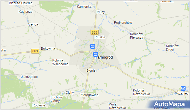 mapa Tarnogród, Tarnogród na mapie Targeo