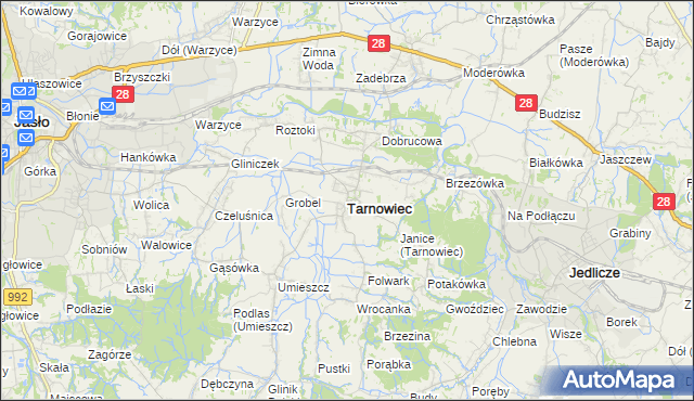 mapa Tarnowiec powiat jasielski, Tarnowiec powiat jasielski na mapie Targeo