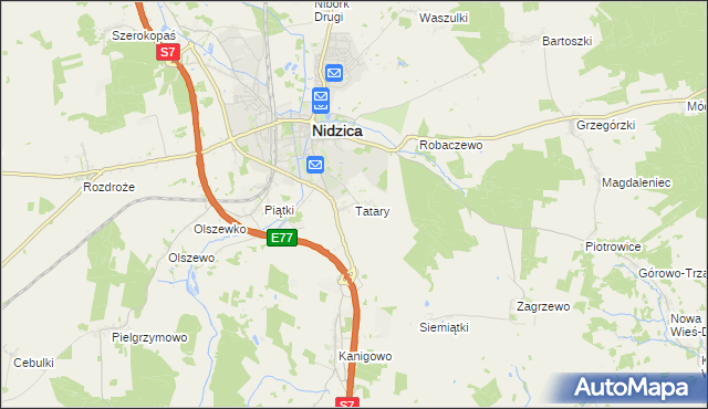 mapa Tatary gmina Nidzica, Tatary gmina Nidzica na mapie Targeo