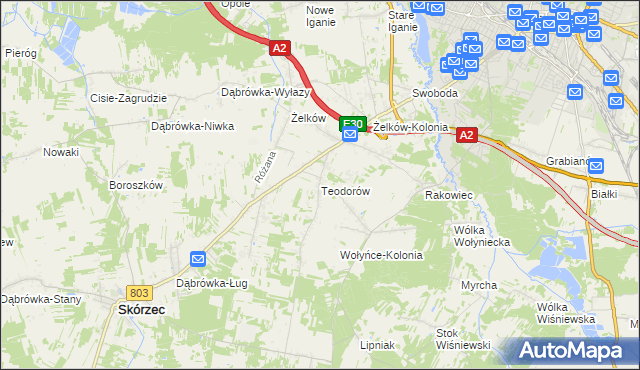 mapa Teodorów gmina Skórzec, Teodorów gmina Skórzec na mapie Targeo