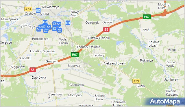 mapa Teodory, Teodory na mapie Targeo