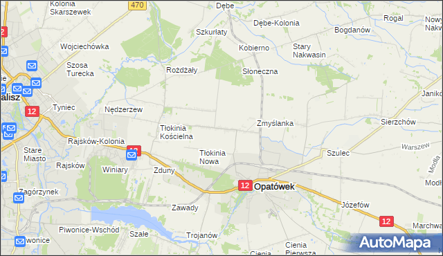 mapa Tłokinia Wielka, Tłokinia Wielka na mapie Targeo