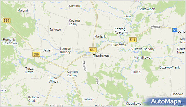 mapa Tłuchowo, Tłuchowo na mapie Targeo