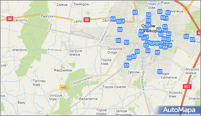 mapa Topola Mała, Topola Mała na mapie Targeo