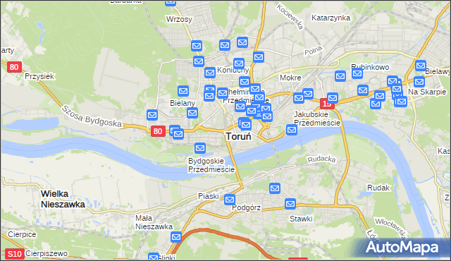 mapa Torunia, Toruń na mapie Targeo