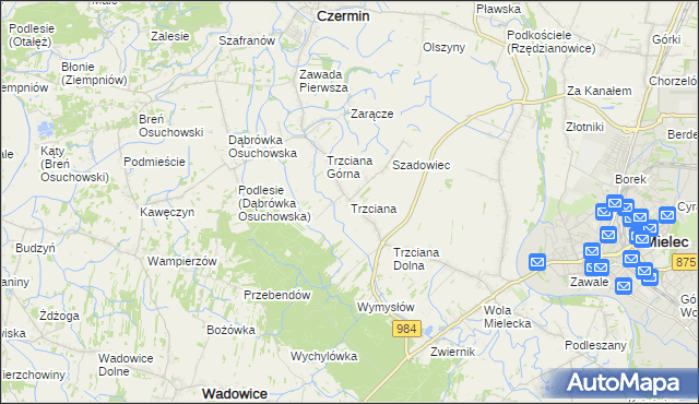 mapa Trzciana gmina Czermin, Trzciana gmina Czermin na mapie Targeo