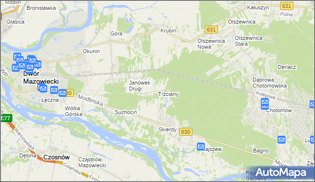 mapa Trzciany gmina Jabłonna, Trzciany gmina Jabłonna na mapie Targeo