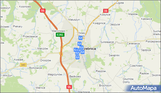 mapa Trzebnica, Trzebnica na mapie Targeo