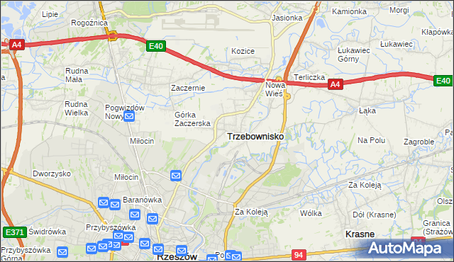 mapa Trzebownisko, Trzebownisko na mapie Targeo
