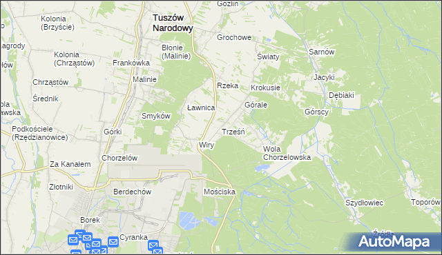 mapa Trześń gmina Mielec, Trześń gmina Mielec na mapie Targeo