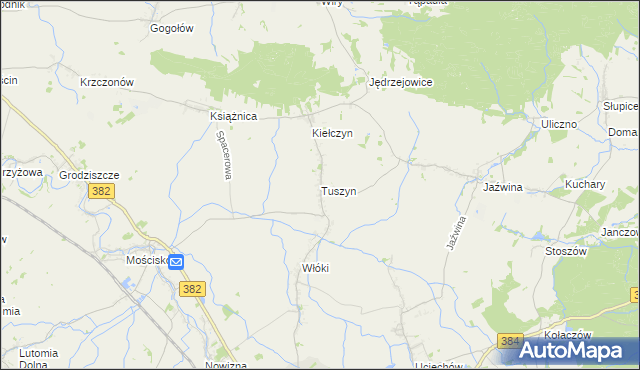 mapa Tuszyn gmina Dzierżoniów, Tuszyn gmina Dzierżoniów na mapie Targeo