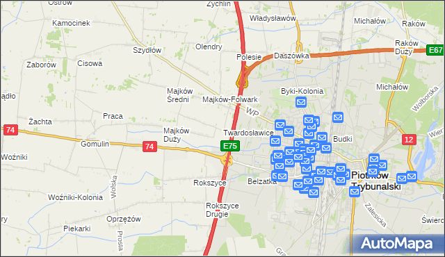 mapa Twardosławice, Twardosławice na mapie Targeo