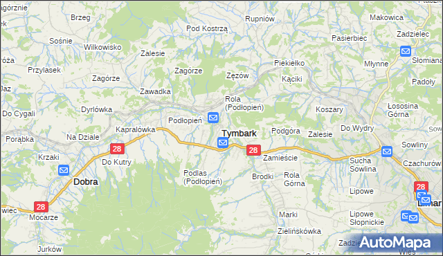 mapa Tymbark, Tymbark na mapie Targeo