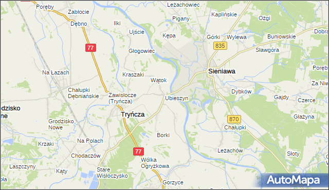 mapa Ubieszyn, Ubieszyn na mapie Targeo